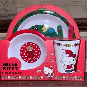 Super Cute 🥰 Christmas kids plate set Hello Kitty 5 Piece Kids Set 100% Melamine